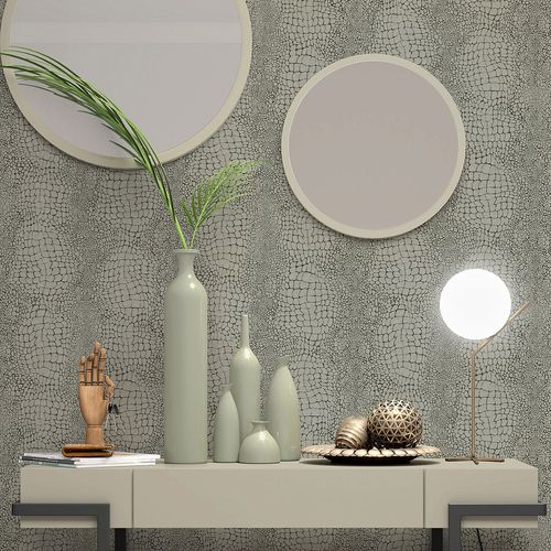 Non-woven wallpaper crocodile pattern brown grey 10529-11
