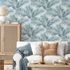 Non-woven wallpaper leaves jungle white blue 10531-19 3