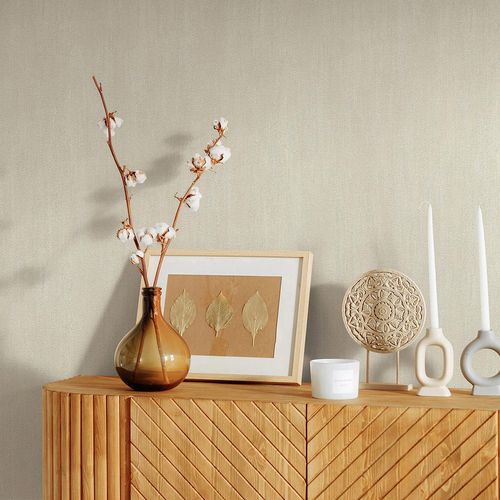 Non-woven wallpaper plain plaster look cream 10534-14