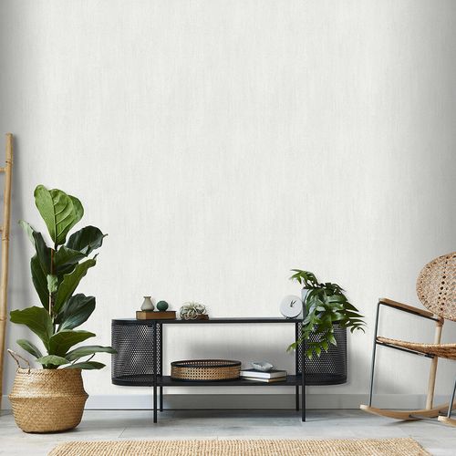 Non-woven wallpaper plain plaster look light grey 10534-31
