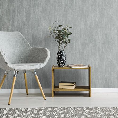 Non-woven wallpaper plain plaster look grey 10534-34