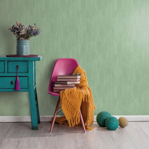 Non-woven wallpaper plain plaster look green 10534-36