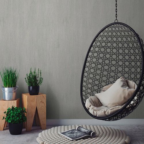 Non-woven wallpaper plain plaster look grey brown 10534-37