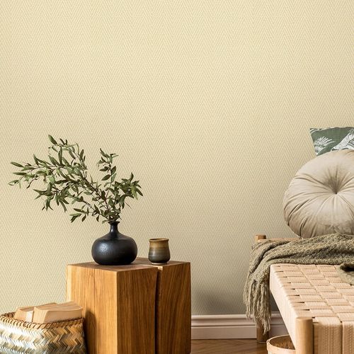 Non-woven wallpaper sisal weave yellow cream 10536-03