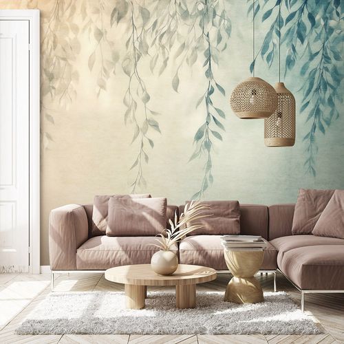 Guido Maria Kretschmer Photo Wallpaper Leaves Blue Beige