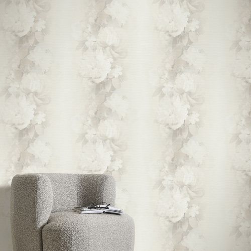 Non-woven wallpaper floral vintage beige grey 10513-02