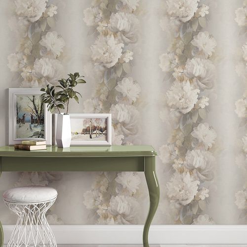 Non-woven wallpaper floral vintage brown beige 10513-37