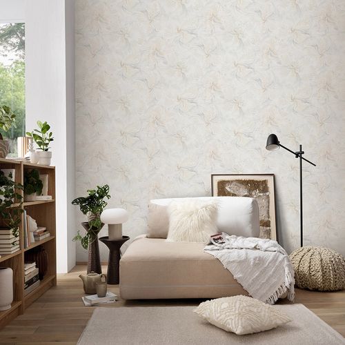 Non-woven wallpaper Floral Grey Beige Glitter 10514-02