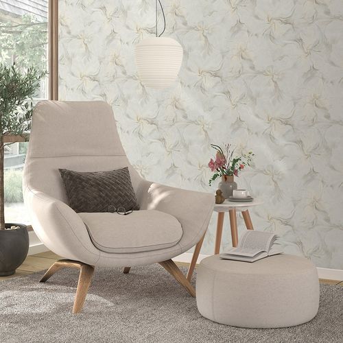 Non-woven wallpaper Floral Brown Grey Glitter 10514-38