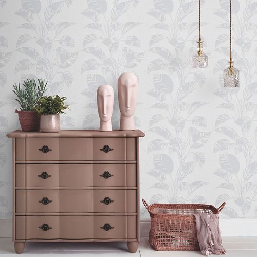 Non-woven wallpaper leaves texture light grey 10459-31