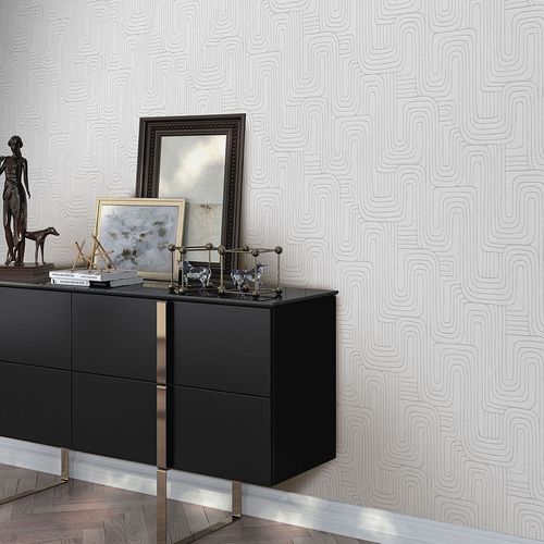 Non-woven wallpaper graphic pattern grey silver 10461-31