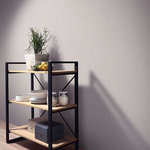 Non-woven wallpaper textile look plain pink grey 10463-05