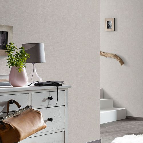 Non-woven wallpaper textile look plain brown grey 10463-11