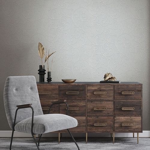 Non-woven wallpaper Floral Vines Blue Cream 10467-10