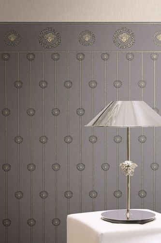 Versace wallpaper panel gray gold metallic 79131-4