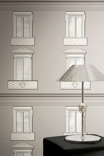 Versace wallpaper for windows 3D effect grey cream 79132-1