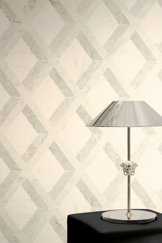 Versace wallpaper diamond pattern marble grey white 79133-1