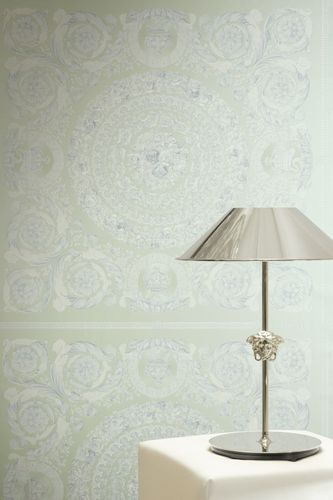 Versace Wallpaper Baroque Green White Gloss 79134-3