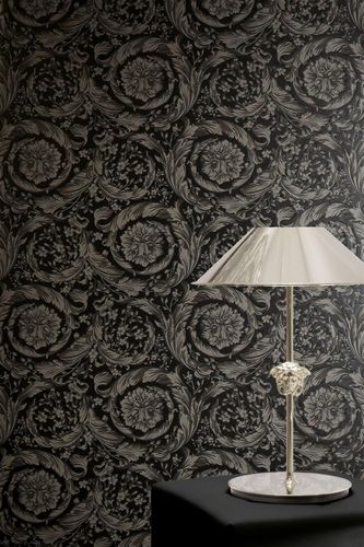 Versace Wallpaper Floral Black Anthracite 79135-2
