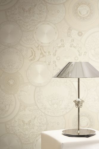 Versace Wallpaper Baroque Cream Pearl Metallic 79136-1