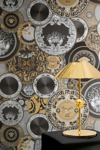 Versace Wallpaper Baroque Black Gold Metallic 79136-4