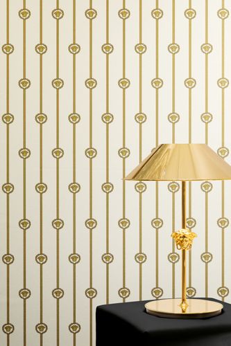 Versace wallpaper stripes cream gold metallic 79173-1