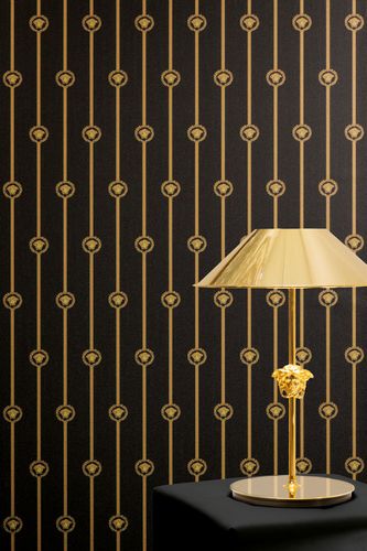 Versace wallpaper stripes black gold metallic 79173-2