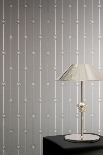 Versace wallpaper stripes grey silver metallic 79173-3
