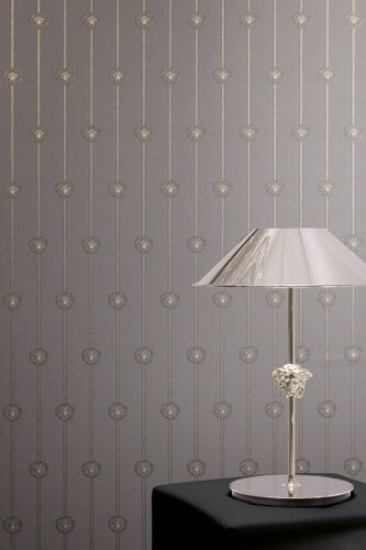 Versace wallpaper stripes grey gold metallic 79173-4