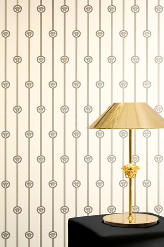 Versace wallpaper stripes cream beige metallic 79173-5