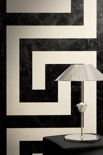Versace wallpaper graphic black white metallic 79174-1