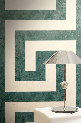 Versace wallpaper graphic petrol cream metallic 79174-3