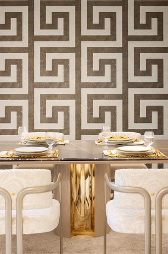 Versace wallpaper graphic brown cream metallic 79174-4
