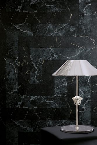 Versace wallpaper graphic black grey metallic 79174-7