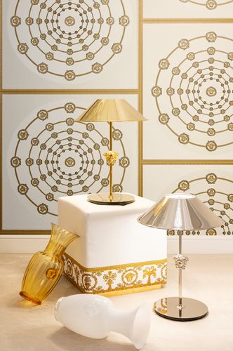 Versace wallpaper circles cream gold metallic 79175-1
