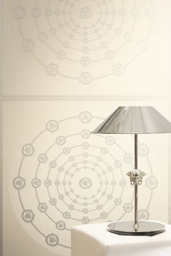 Versace wallpaper circles cream silver metallic 79175-2