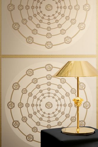Versace wallpaper circles beige gold metallic 79175-3