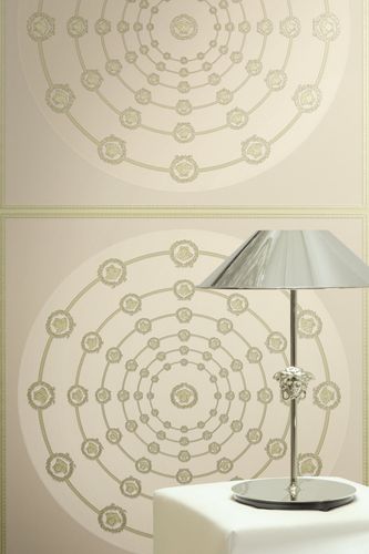 Versace wallpaper circles grey green metallic 79175-4