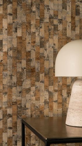 Non-woven wallpaper concrete look brown grey 79008-4