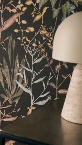 Non-woven wallpaper Tropical Black Green Brown 79009-4