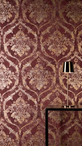 Non-woven wallpaper baroque red gold metallic 79019-3