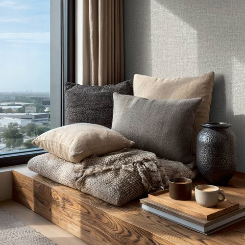 Non-woven wallpaper textile sisal look light grey 79112-2