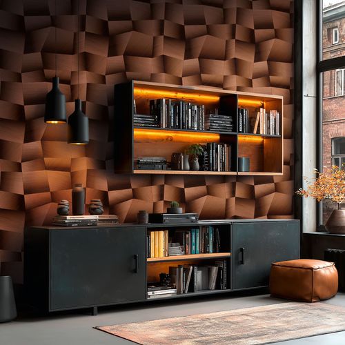 Non-woven wallpaper graphic brown bronze metallic 79197-1