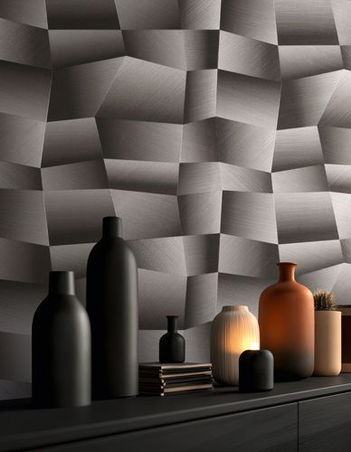 Non-woven wallpaper graphic black grey metallic 79197-5