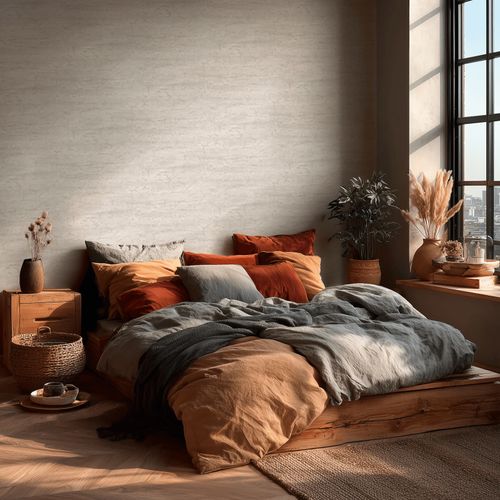 Non-woven wallpaper stone look used look gray cream 79199-6