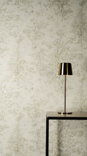 Non-woven wallpaper trees cream green glitter 79200-4