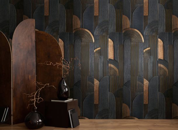 Graphic Abstract Photo Wallpaper Black Brown 79216-2