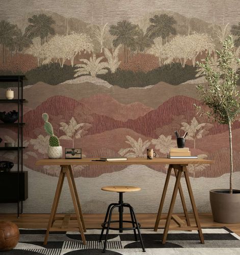 Tropical Landscape Photo Wallpaper Brown Cream Red 79216-8