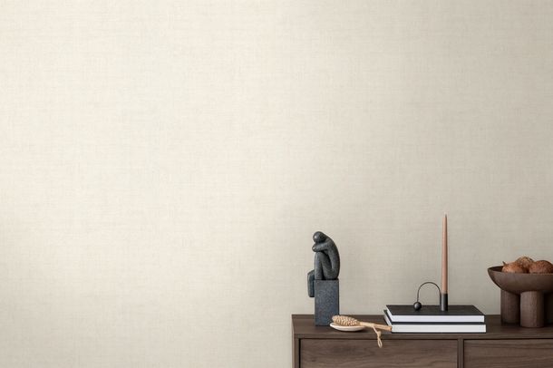 Non-woven wallpaper plain plaster look cream beige 79044-5