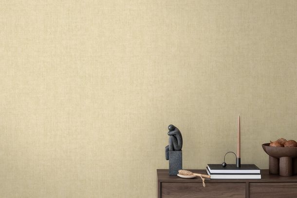 Non-woven wallpaper plain plaster look green grey 79044-9